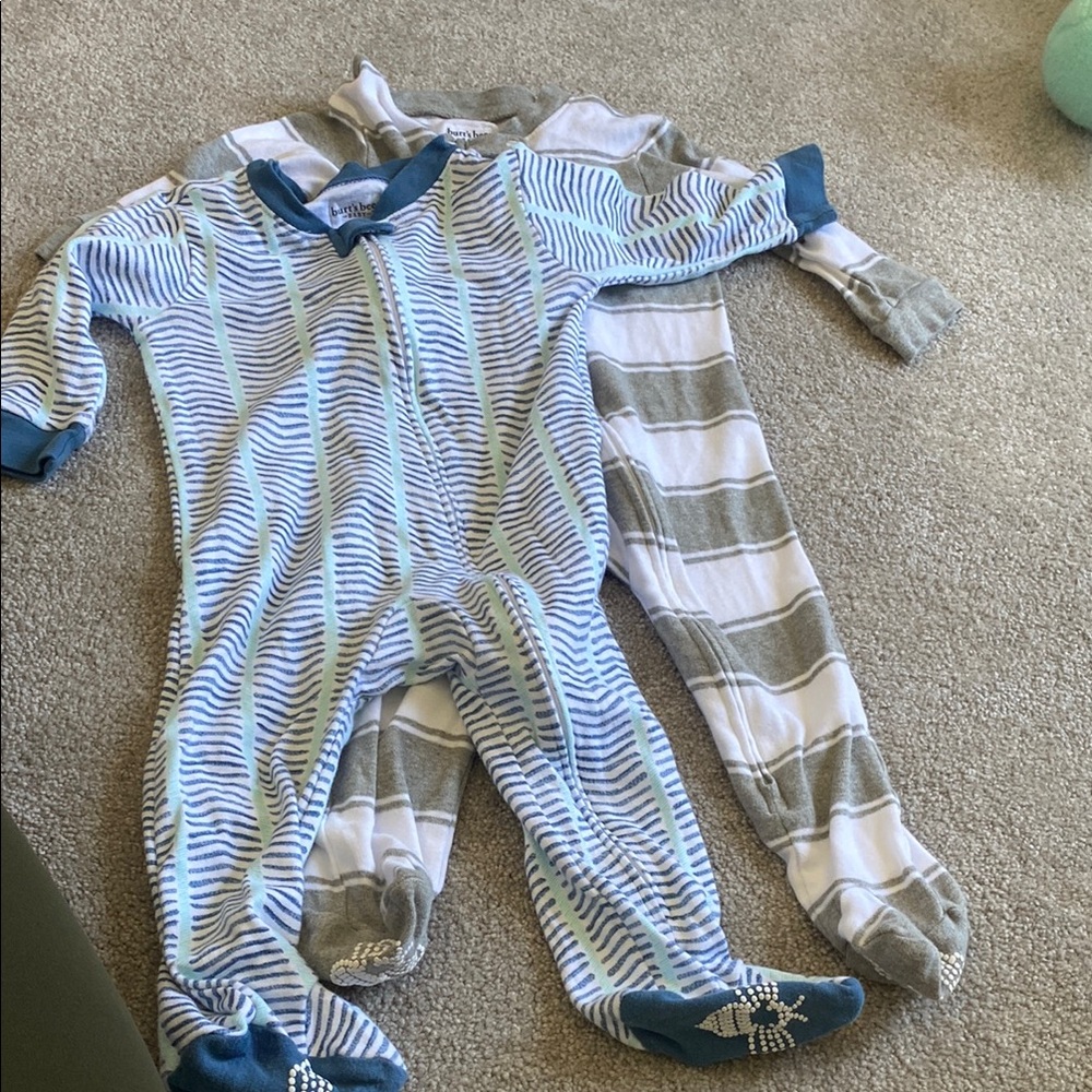 Set of 2 Burt's Bees Baby Pajamas, Footed Sleeper, Organic Cotton Basically New
